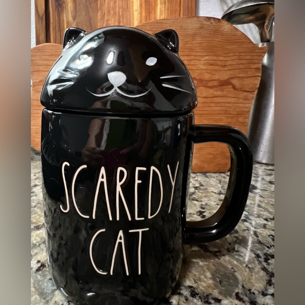 Rae Dunn Black Cat Mug with Lid